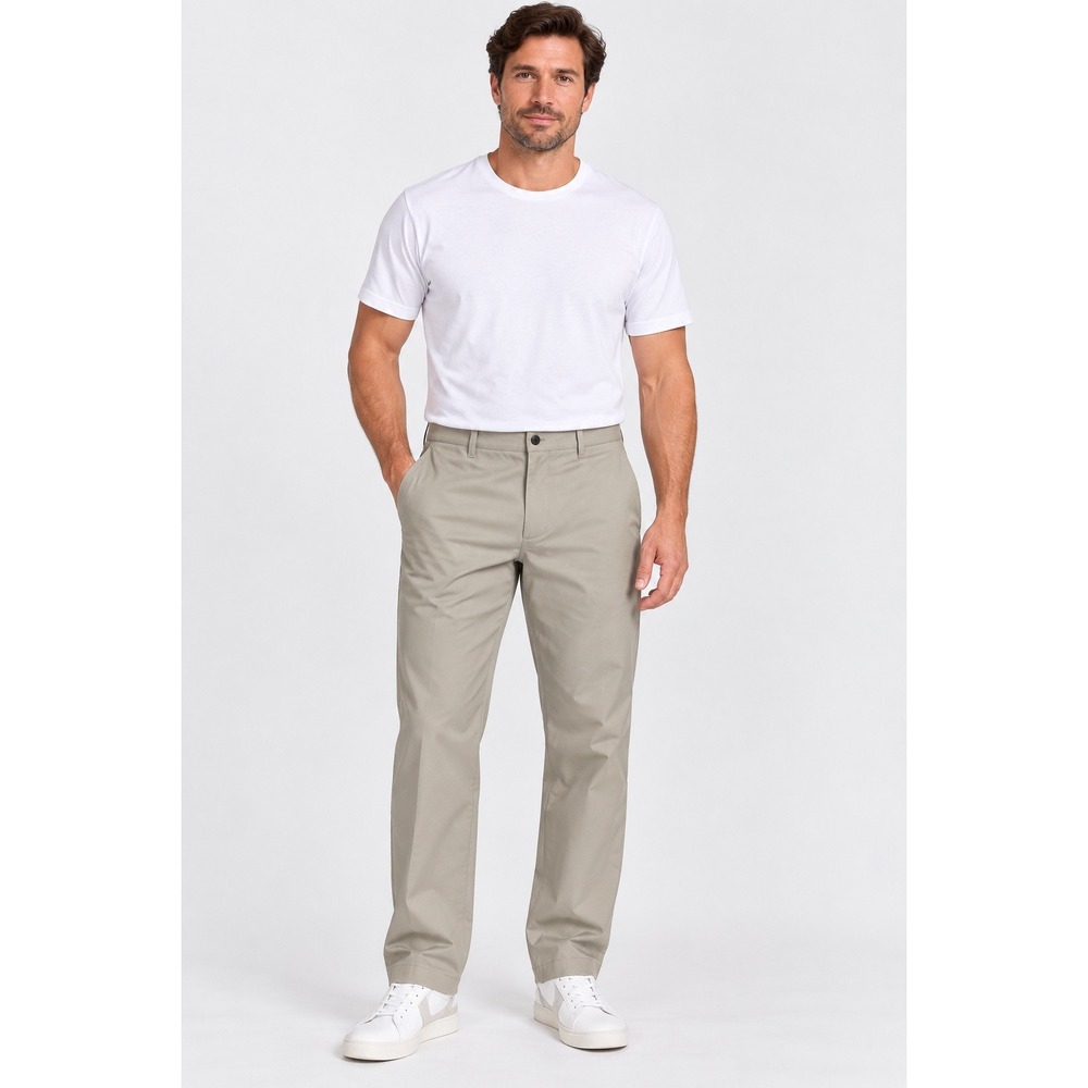 English Laundry Men's 38 x 32 Flat Front Tech Pants Olive Taupe Chino Trousers